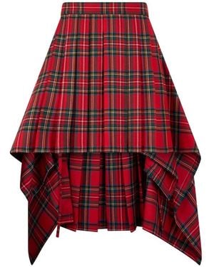 Moschino Rokken ,Rood ,Wol Plissé Tartan Rok