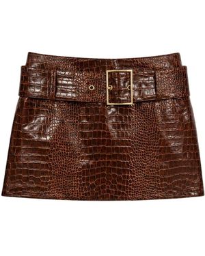 ROWEN ROSE Croco Bleistiftrock - Braun