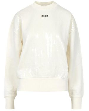 MSGM Hoodies & Sweatvesten ,Pailletten Sweatshirt Met Pailletten - Wit