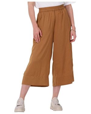 Second Female Wijde Pijpen Cropped Broek - Bruin