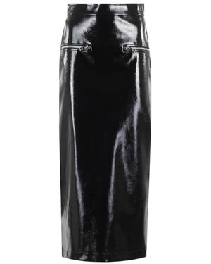 MSGM Rokken ,Zwart ,Leer Patentleren Midi Rok
