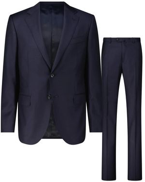 Caruso Single Breasted Suits - Blue