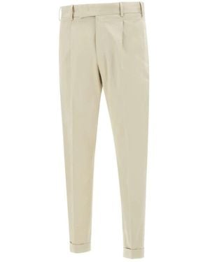 PT Torino Broeken ,Katoen Slim Fit Katoenen Broek - Naturel
