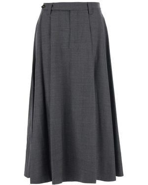 Brunello Cucinelli Geplooide Monili-Versierde Midi Rok - Grijs