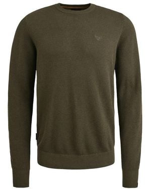 PME LEGEND Katoen Modal Pullover Met R-Hals - Groen