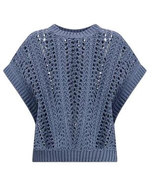 Brunello Cucinelli Round-Neck Knitwear - Blue