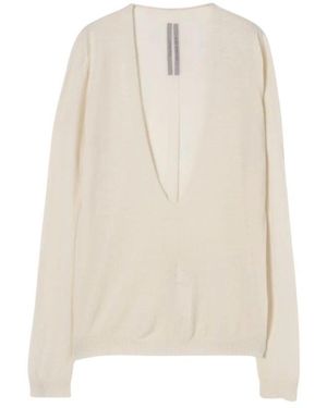 Rick Owens V-Neck Knitwear - White