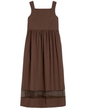 Weekend by Maxmara Lace-Insert Gathered Maxi Dress - Brown