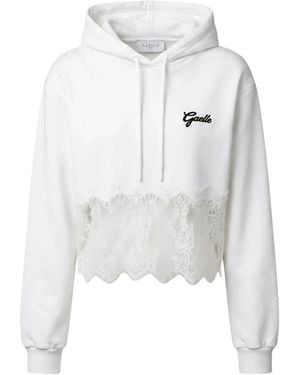 Gaelle Paris Cropped Hoodie Met Kanten Band - Wit