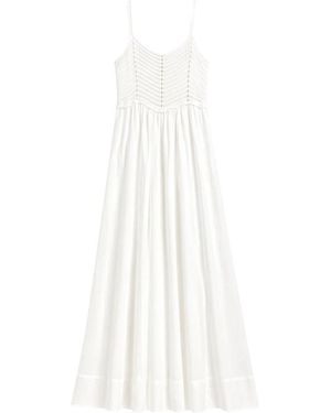 Jucca Kleedjes ,Wit ,Crochet Knit Panelled Maxi Dress