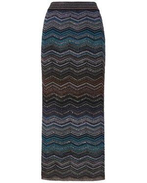 Missoni Rokken ,Veelkleurig ,Pailletten Midi Rok - Blauw