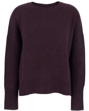 Lisa Yang Kaschmir Bordeaux Pullover Mit Abgesenkten Schultern - Lila