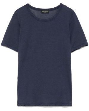 Roberto Collina Tops ,Blauw ,Katoen T-Shirt Met Ronde Hals