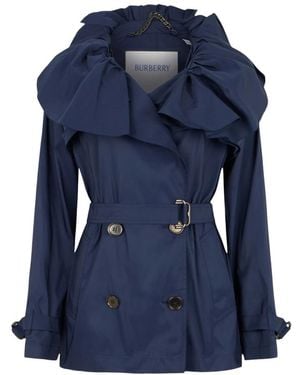 Burberry Korte Trenchcoat Van Technische Stof - Blauw