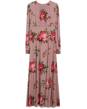 Dolce & Gabbana Dolce & Gabbana Crêpe Dress With Bouquet Print By Dolce & Gabbana - Red