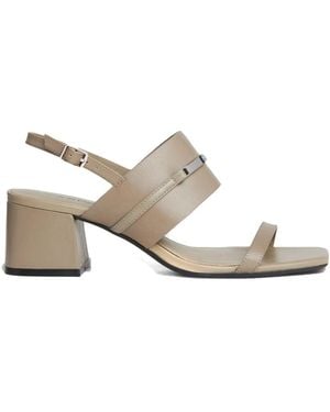 Calvin Klein Leather Heeled Sandals - White