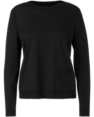 Marc Cain Truien & Vesten ,Zwart ,Polyester Exquise Trui Met Opgestikte Zak