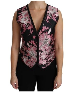 Dolce & Gabbana Floral Brokat Weste - Mehrfarbig