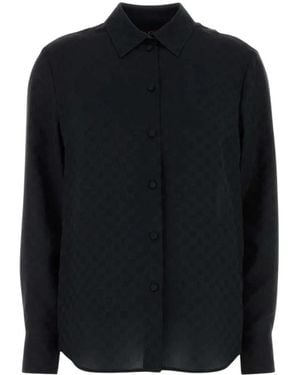 Gucci Overhemden ,Zwart ,Gg Crêpe Zijde Shirt