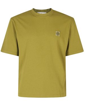 Stone Island Tops ,Groen ,Katoen 2100030 Katoenen Kompas Patch T-Shirt