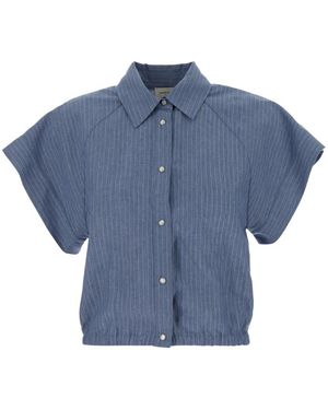 Jacob Cohen Overhemden ,Blauw ,Linnen Camicia Maniche Corte Raglan