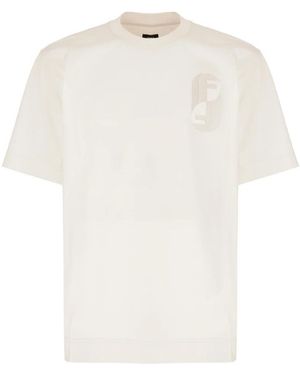 Fendi Tops ,Wit ,Katoen Logo T-Shirt Met Korte Mouwen