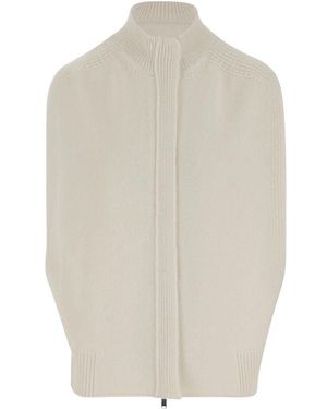 Sa Su Phi Weiße kurze ärmellose strickjacke mit reißverschluss