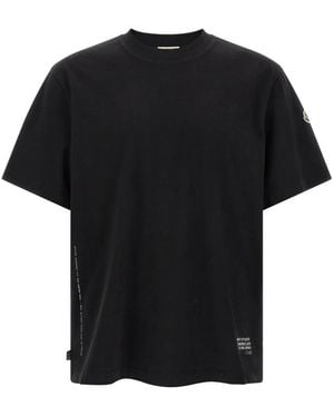 Moncler Tops ,Zwart ,Katoen Logo Katoenen T-Shirt