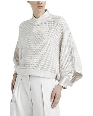 Peserico Alpaka-, lurex- und paillettenpullover mit weiten ärmeln - Grau