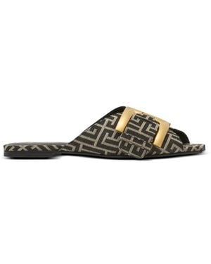 Balmain Flat Monogram Jacquard Anthem Sandalen - Zwart
