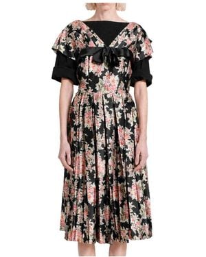 Simone Rocha Falten-Patchwork-Kleid Mit Drahtärmeln Und Ausgestelltem Rock - Schwarz