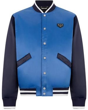 Philipp Plein Satin College Bomber Plein Logo - Blauw
