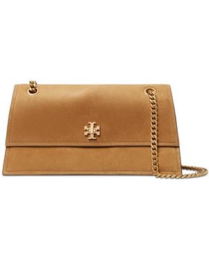 Tory Burch Kira Turnlock Suede Schoudertas - Naturel