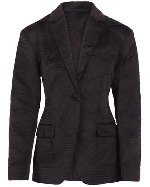 Ulla Johnson Jassen ,Zwart ,Leer Gezijde Blazer Met Plooi