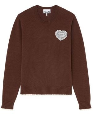 Ganni Round-Neck Knitwear - Marrón