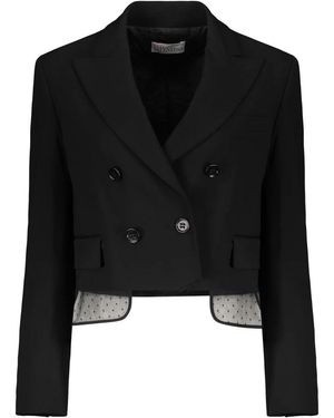 RED Valentino Cropped Jacket With Classic Collar - Schwarz