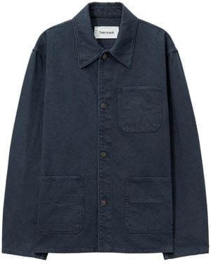 Tonywack Garment Washed Cotton Twill Utility Jacket - Blau