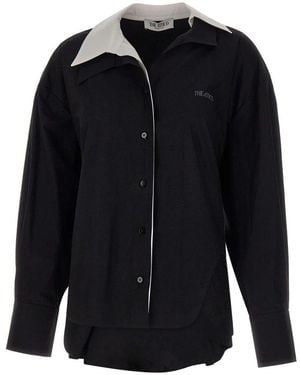 The Attico Overhemden ,Zwart ,Katoen Double Collar Shirt - Blauw