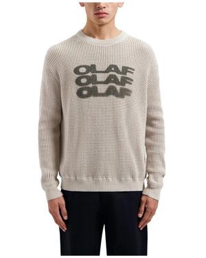 OLAF HUSSEIN Waffelstrick crewneck pullover - Grau