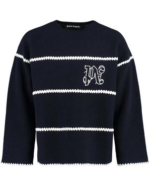 Palm Angels Round-Neck Knitwear - Blue