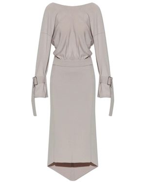 Lanvin Langes Seidenkleid Mit Rückenband - Grau