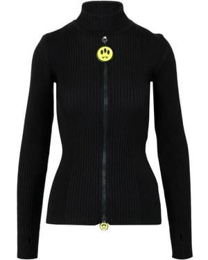 Barrow Schwarzer Rippstrickpullover Mit Stehkragen