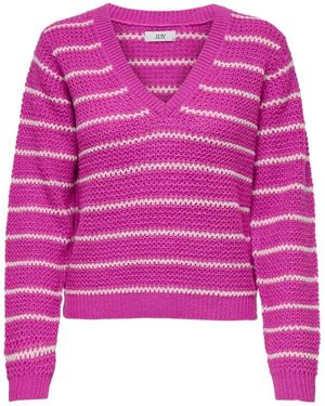 Jacqueline De Yong Gestreifter v-ausschnitt pullover - Lila