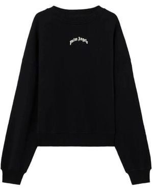 Palm Angels Back Curved Logo Loose Sweatshirt - Schwarz