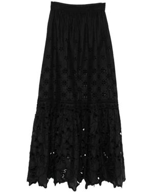 Ermanno Scervino Maxi-Rock Mit Broderie-Anglaise Und Wellensaum - Schwarz