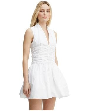 Patou Jurk Met Open Rug En Pofmouwen - Wit