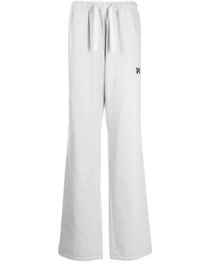 Palm Angels Sweatpants,monogramm reisehose hellgrau schwarz,wide trousers - Weiß