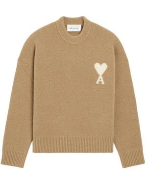 Ami Paris Quota Rundhals-Pullover - Natur