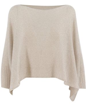 Le Tricot Perugia Poncho-Stijl Jumper - Naturel