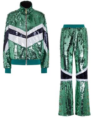 Philipp Plein Top/Broek Trainingspak Met Kristallen - Groen